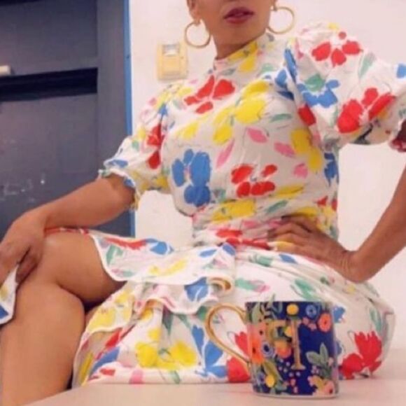 NWT RIXO For Target Floral Mock Neck Cascade Dress Size 8 - Picture 3 of 16